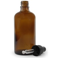 100ml Amber Glass Dropper Bottle & 18mm Black Temper Evident Pipette Cap (100ml)