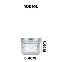 100ml Clear Diamond Mason glass Salsa jars with lid