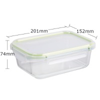 1040ml Rectangular glass lunch box, glass bowl lid has no air holes