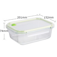 1040ml Rectangular glass lunch box, glass bowl lid with air holes