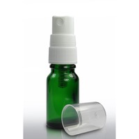 10ml Green Glass Dropper Bottle & 18mm White Atomiser Spray