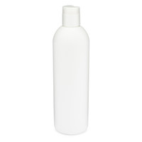 12 oz White HDPE Plastic Bullet Bottles with Locking Disc Top Cap