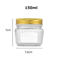 150ml Clear vertically striped pickle glass jar with lid