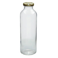 16 oz Clear Glass Juice Bottles (Gold Lug Cap)