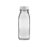 16 oz Clear Glass Tall Milk Bottles (White Tamper-Evident Cap)