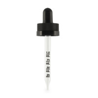 20-400 Black PP Plastic Child-Resistant Capable Graduated Dropper Caps