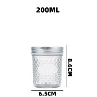 200ml Clear Diamond Mason glass caviar jars with lid