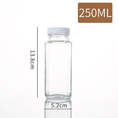 250ml Clear glass french square juice bottle