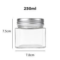 250ml Clear square octagonal glass Pickled vegetable jar with lid