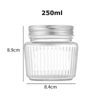 250ml Clear vertically striped Chili sauce glass jar with lid