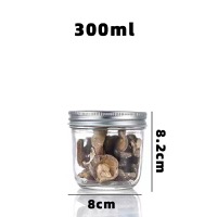 300ml Clear Mason Glass Jar with Silver Lids, Half Pint Canning Honey Jars