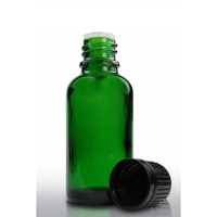 30ml Green Glass Dropper Bottle & 18mm Black Tamper Evident Dropper Cap