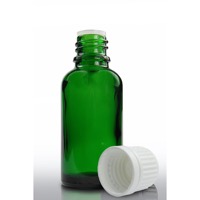 30ml Green Glass Dropper Bottle & 18mm White Tamper Evident Dropper Cap