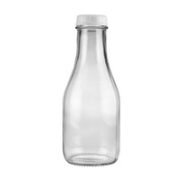 32 oz Clear Glass Milk Bottles (White Tamper-Evident Cap)