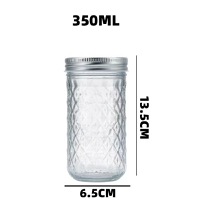 350ml Clear Diamond Mason glass Fruit, milk, and salad jars with lid