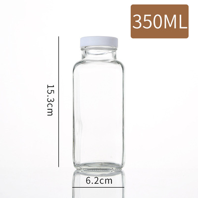 350ml Clear glass french square juice bottle