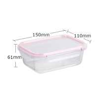 410ml Rectangular glass lunch box, glass bowl lid has no air holes