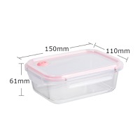 410ml Rectangular glass lunch box, glass bowl lid with air holes