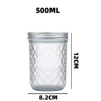 500ml Clear Diamond Mason glass Salsa jars with lid