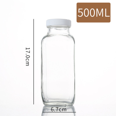 500ml Clear glass french square juice bottle