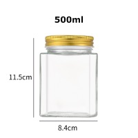 500ml Clear square octagonal glass Chili sauce and jam jar with lid