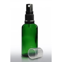 50ml Green Glass Dropper Bottle & 18mm Black Atomiser Spray