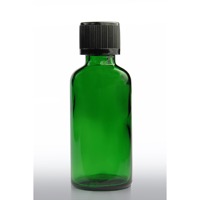 50ml Green Glass Dropper Bottle & 18mm Black CRC Dropper Cap