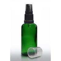 50ml Green Glass Dropper Bottle & 18mm Black Lotion Pump