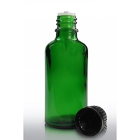 50ml Green Glass Dropper Bottle & 18mm Black Tamper Evident Dropper Cap