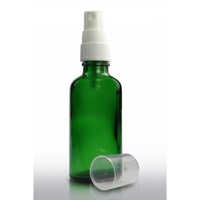 50ml Green Glass Dropper Bottle & 18mm White Atomiser Spray