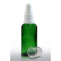 50ml Green Glass Dropper Bottle & 18mm White Lotion Pump