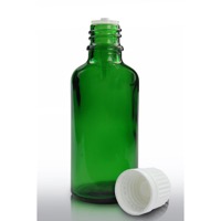 50ml Green Glass Dropper Bottle & 18mm White Tamper Evident Dropper Cap