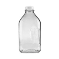 64 oz Clear Glass Milk Bottles (White Tamper-Evident Cap)