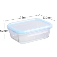 680ml Rectangular glass lunch box, glass bowl lid has no air holes