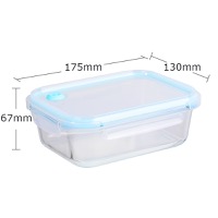 680ml Rectangular glass lunch box, glass bowl lid with air holes