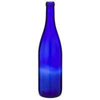 750 ml Blue Glass Hock Wine Bottles, Cork Finish