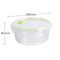 950ml Round glass lunch box with glass bowl lid with air holes