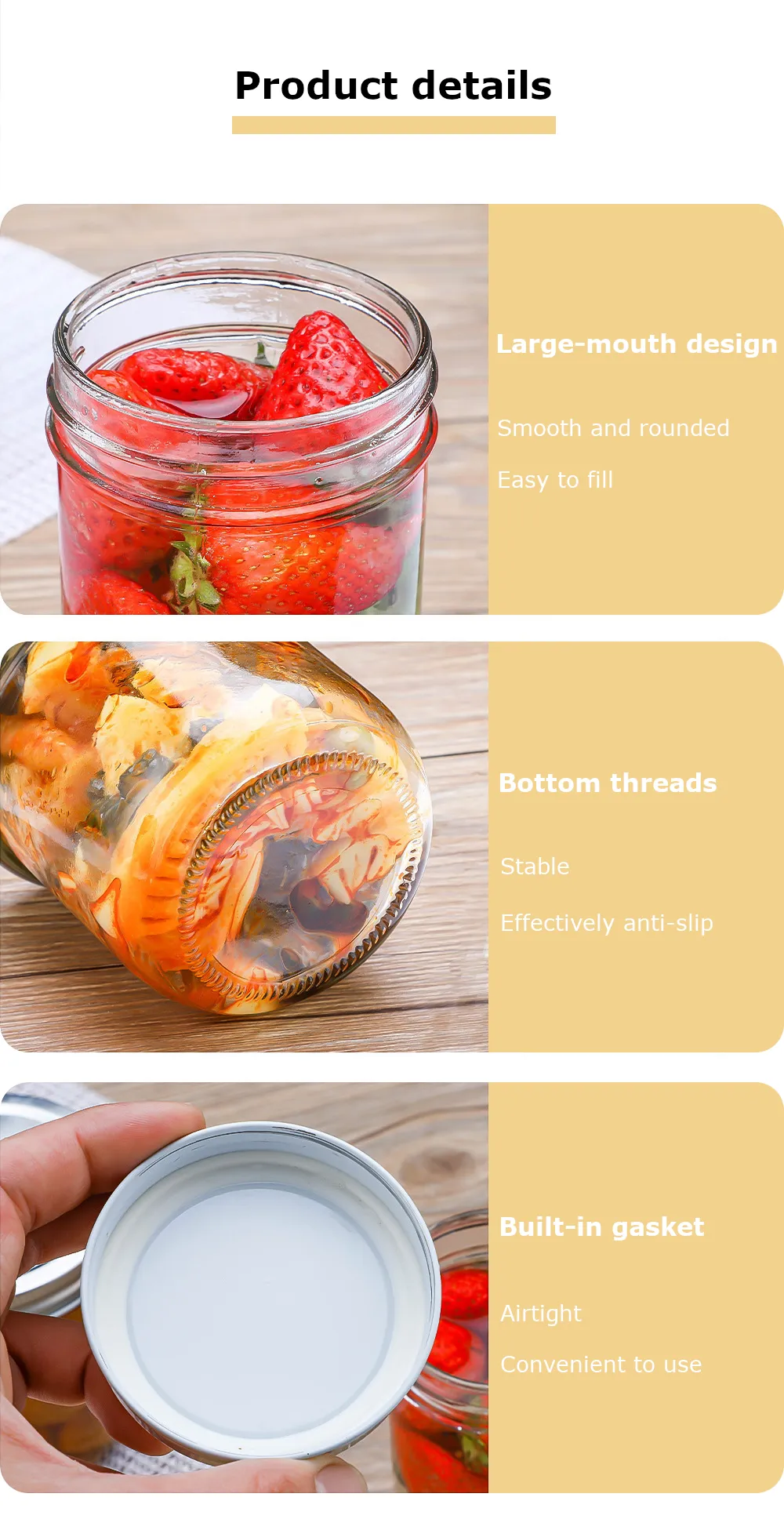 Clear mason glass jar product details