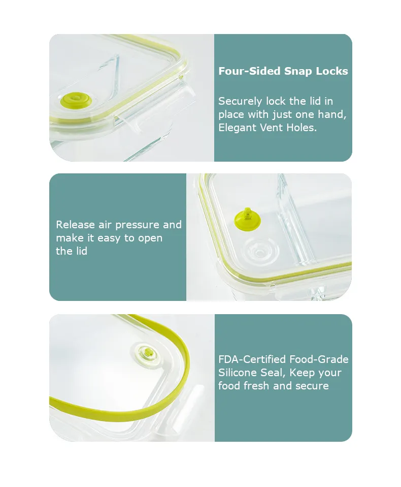 Glass lunch box detail display with air holes