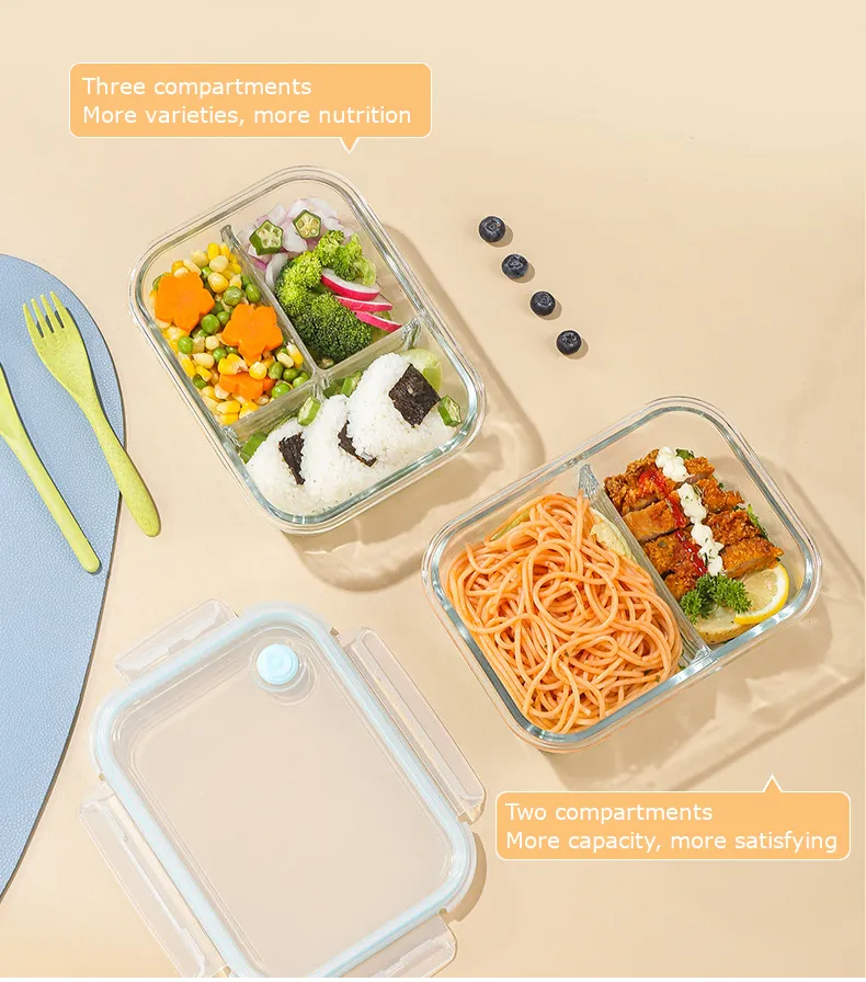 Glass lunch box divided design