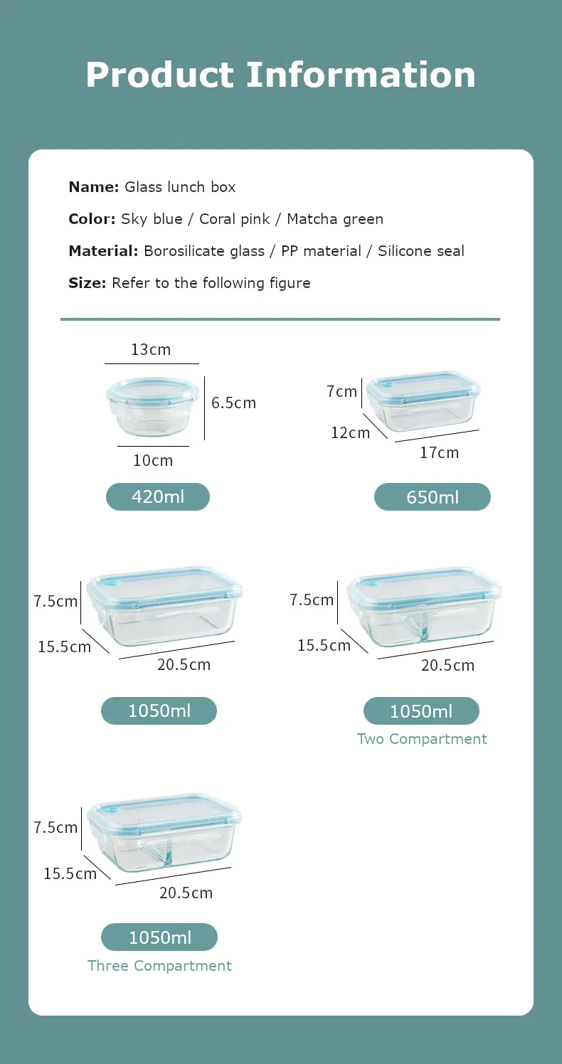 Glass lunch box product information