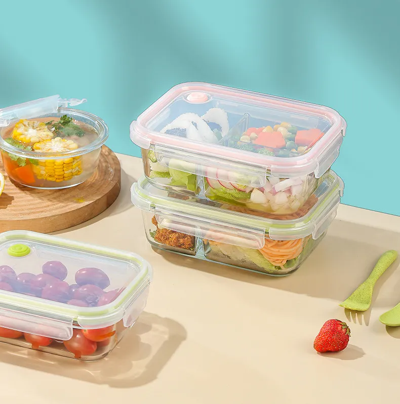 Glass lunch box transparent lid