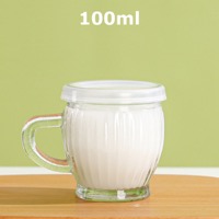 100ml Vertical-striped handle Pudding Cup Yogurt Cup