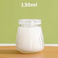 130ml Vertical striped yogurt jars